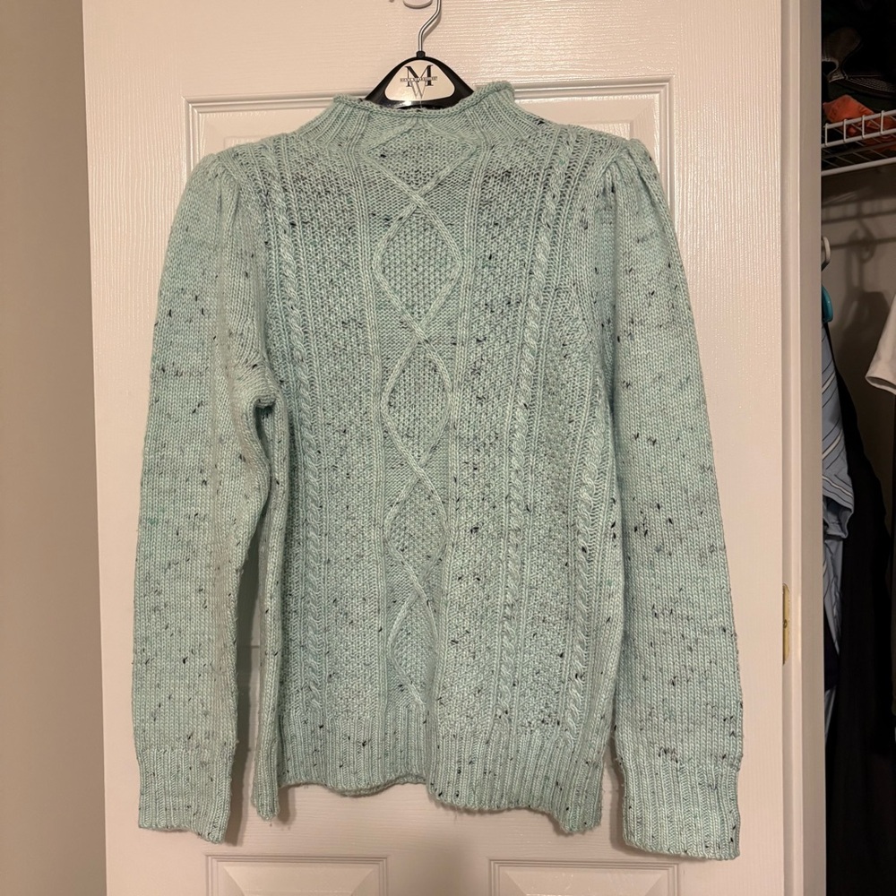 Talbots Light Blue Cable Knit Turtleneck Sweater